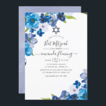 Hues of Blue Floral Bat Mitzvah Kaart<br><div class="desc">Pastel tinten van blauwe bloemenvleermuis mitswa uitnodiging met elegante handschrift typografie ontworpen om snel en gemakkelijk te worden aangepast aan uw evenement specifieke.</div>