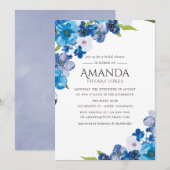 Hues of Blue Floral Bridal Shower-uitnodiging Kaart (Voorkant / Achterkant)