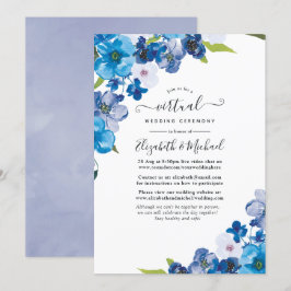 Hues of Blue Floral Online Virtual Wedding Kaart
