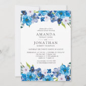 Hues of Blue Floral repetitie diner uitnodiging (Voorkant)