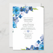 Hues of Blue Floral Wedding Magnetische Uitnodiging (Voorkant)