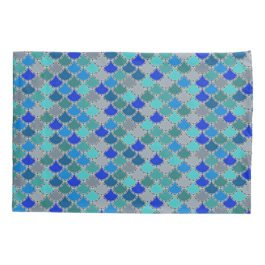 Hues of Blue Grey Scales Pattern Kussensloop (Achterkant-Links)