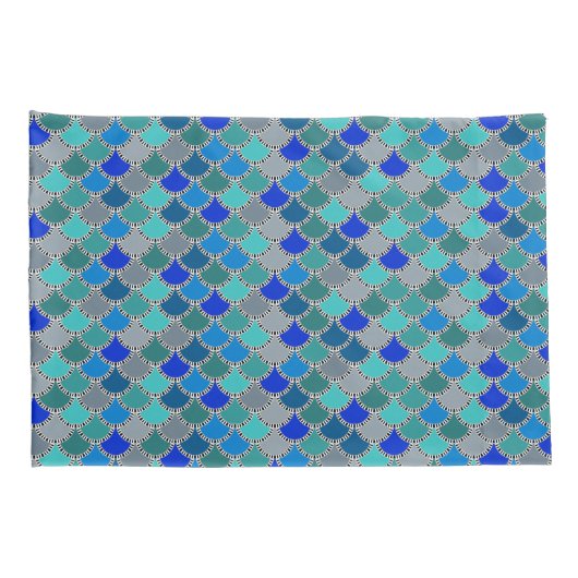 Hues of Blue Grey Scales Pattern Kussensloop (Achterkant-Rechts)