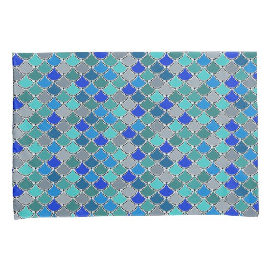 Hues of Blue Grey Scales Pattern Kussensloop (Voorkant-Rechts)