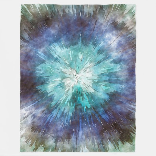 Hues of Blue Tie Dye Fleece Deken (Voorkant)
