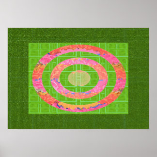 HUE's of Green and Chakra Oval Stainedglass Pink Poster