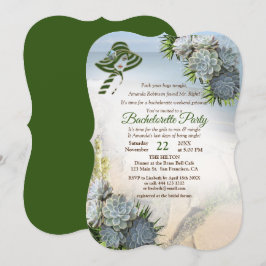 Hues of Zee Green & Succulent Bachelorette Party Kaart