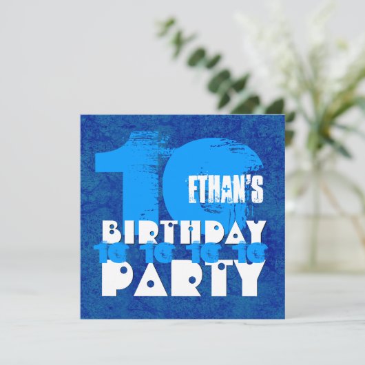 HUES van BLAUW 10e Verjaardagsfeest 10 Jaar Oud V0 Kaart (Staand voorkant)