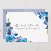 Hues van Blauwe Bloemenbruiloft Dank u Bedankkaart (Voorkant / Achterkant)