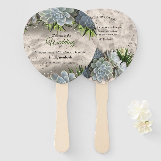 Hues van bleke blues handwaaier (Voorkant en achterkant)