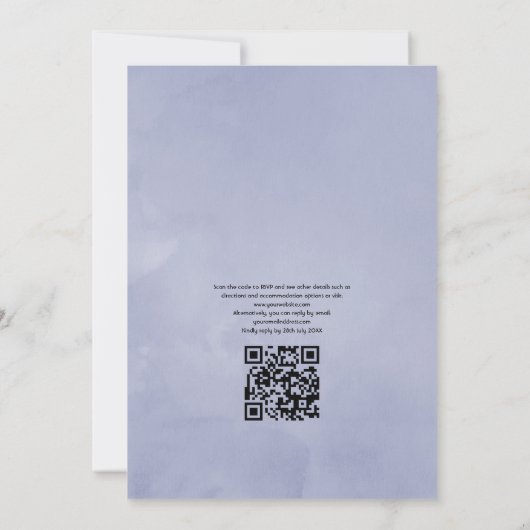 Hues van Blue Floral QR Code RSVP Wedding Kaart (Achterkant)