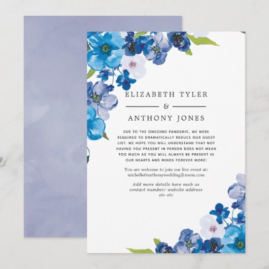 Hues van de lijst van de blauwe Floral met minder  Aankondiging (Voorkant / Achterkant)