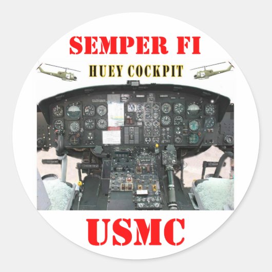 HUEY COCKPIT RONDE STICKER (Voorkant)