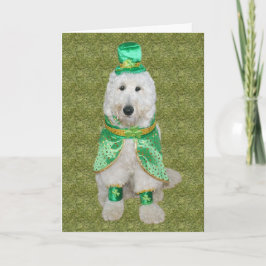 Huey McGoldendoodle St. Patrick's Day card Kaart