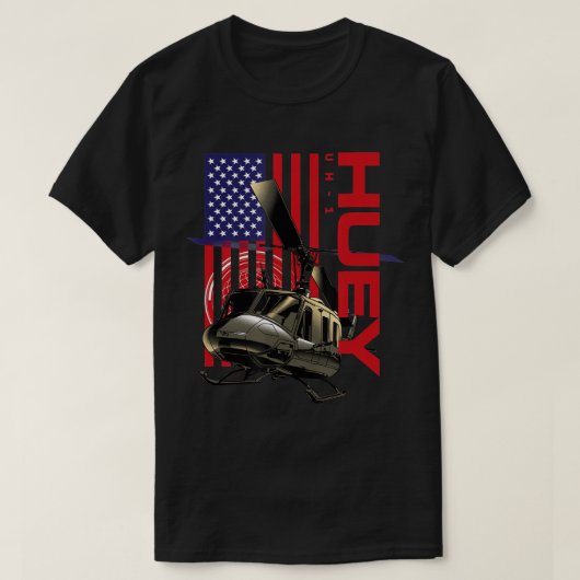 Huey Militaire Helikopter Vliegtuig T-Shirt (Design voorkant)