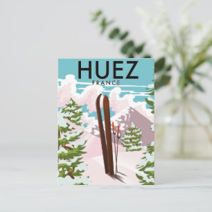 Huez France Retro ski poster Briefkaart
