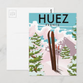 Huez Frankrijk Retro ski poster Briefkaart (Voorkant / Achterkant)