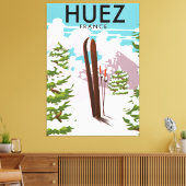 Huez Frankrijk Retro ski poster Canvas Afdruk (Insitu (Woonkamer))