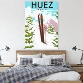 Huez Frankrijk Retro ski poster Canvas Afdruk (Insitu (Slaapkamer))