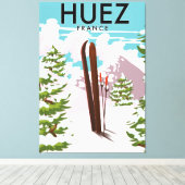 Huez Frankrijk Retro ski poster Canvas Afdruk (Insitu (Houten vloer))