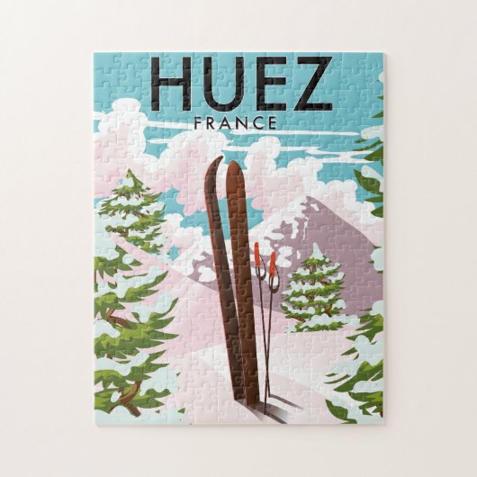 Huez Frankrijk Retro ski poster Legpuzzel (Verticaal)