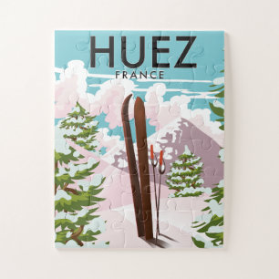 Huez Frankrijk Retro ski poster Legpuzzel