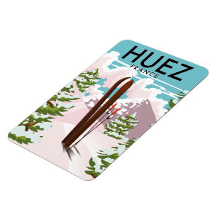 Huez Frankrijk Retro skiposter Magneet