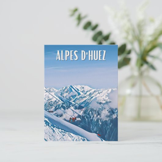 Huez Ski Alpe Briefkaart (Staand voorkant)