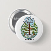 Huez Ski france retro logo Ronde Button 5,7 Cm (Voorkant /achterkant)