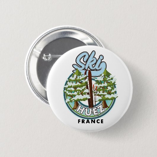 Huez Ski france retro logo Ronde Button 5,7 Cm (Voorkant /achterkant)