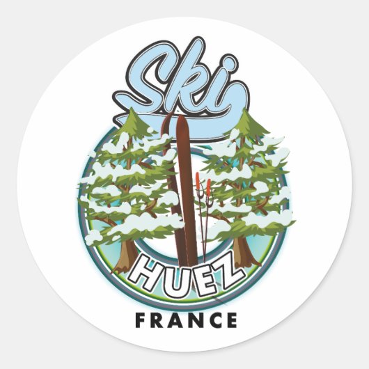 Huez Ski france retro logo Ronde Sticker (Voorkant)
