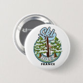 Huez Ski frankrijk retro logo  Ronde Button 5,7 Cm (Voorkant /achterkant)