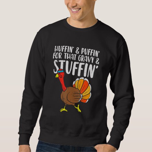 Huffin for Stuffin Runner Turkije Thanksgiv Trui (Voorkant)