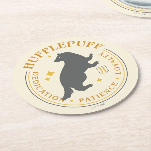 HUFFLEPUFF™ Badger House Pride Badge Ronde Kartonnen Onderzetter (Gebogen)
