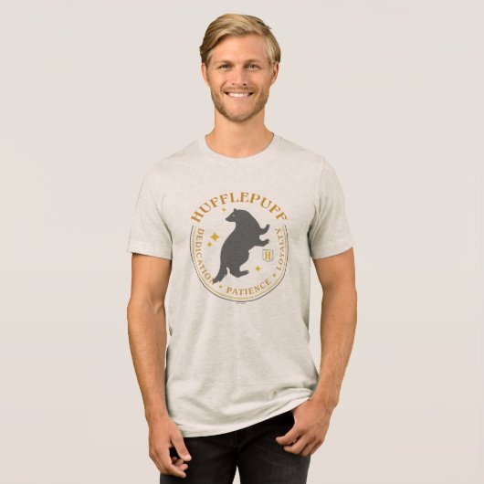 HUFFLEPUFF™ Badger House Pride Badge Tri-Blend Shirt (Voorkant volledig)