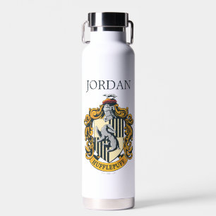 Hufflepuff Crest   Jouw namen toevoegen Waterfles