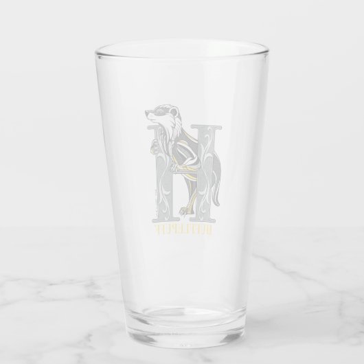 HUFFLEPUFF™ Crosshatched Emblem Glas (Achterkant)