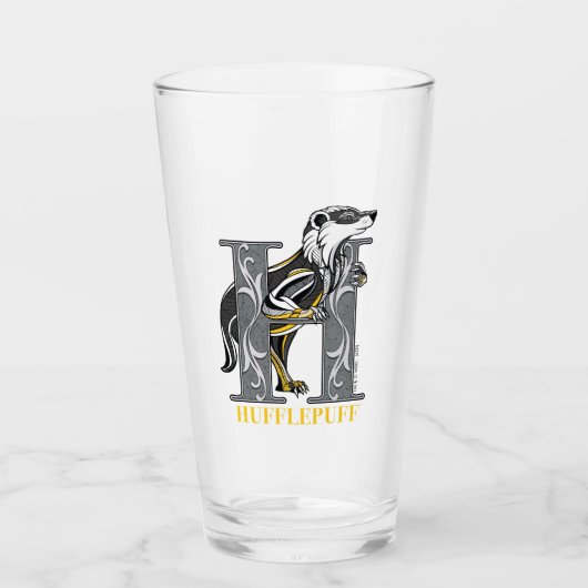 HUFFLEPUFF™ Crosshatched Emblem Glas (Voorkant)