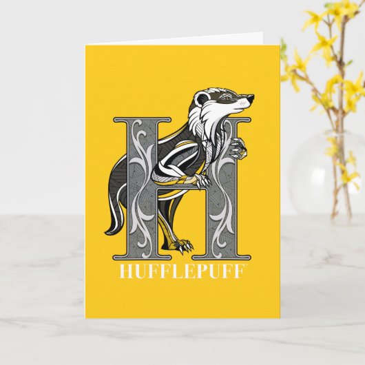 HUFFLEPUFF™ Crosshatched Emblem Kaart (Gele Bloem)