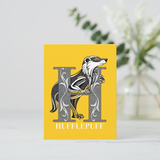 HUFFLEPUFF™ Crosshatched Emblem Uitnodiging Briefkaart (Staand voorkant)