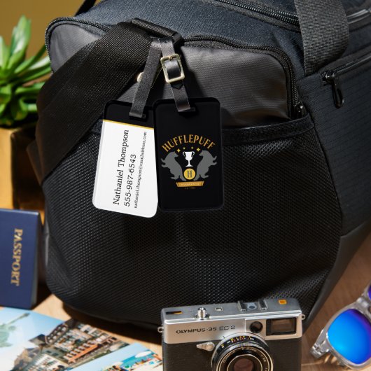 HUFFLEPUFF™ Dasborstel en Beker Huis trots grafisc Bagagelabel (Voorkant /achterkant)