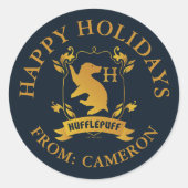  HUFFLEPUFF™ House Crest PRETTIGE FEESTDAGEN | Ronde Sticker (Voorkant)