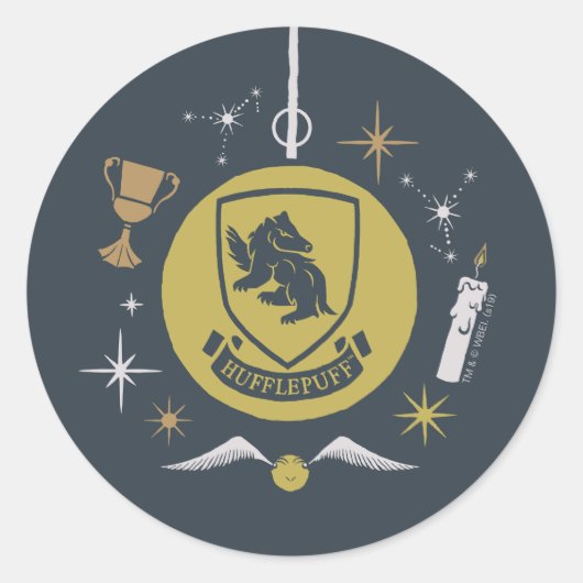 HUFFLEPUFF™ Kerstbal Grafiek Ronde Sticker (Voorkant)