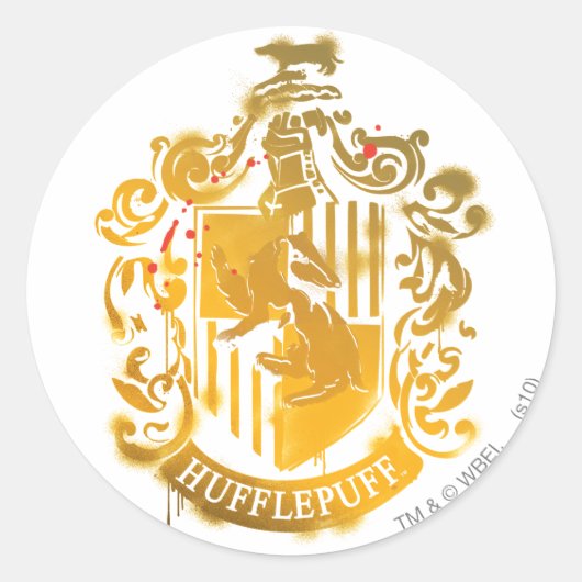 Hufflepuff Wapen - Gespat Ronde Sticker (Voorkant)