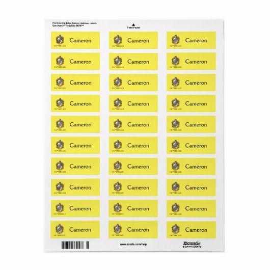 Hufflepuff Wapen Kinderen Etiket (Full Sheet)