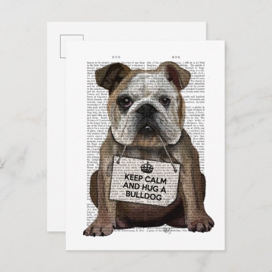 Hug a Bulldog Briefkaart (Voorkant / Achterkant)