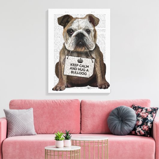 Hug a Bulldog Canvas Afdruk (Insitu (Woonkamer))