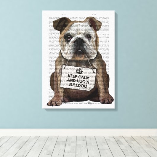 Hug a Bulldog Canvas Afdruk (Insitu (Houten vloer))