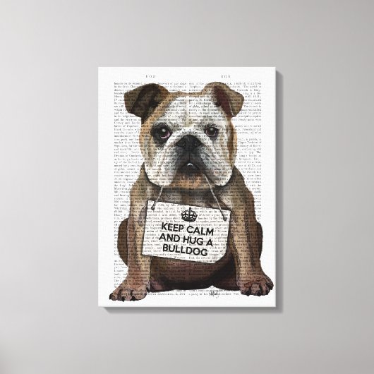 Hug a Bulldog Canvas Afdruk (Voorkant)