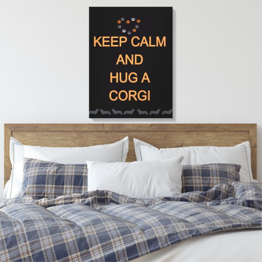 Hug A Corgi Black Canvas Afdruk (Insitu (Slaapkamer))